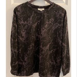 H Halston Studio Marbled Print Pullover Sweatshirt - NWT - Size Small